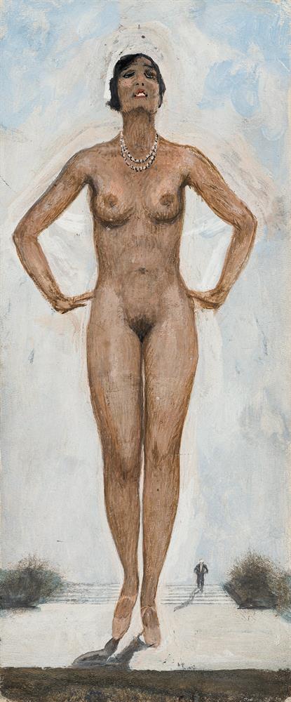 Standing Nude with Lascvisious Gaze and Pearl Necklace