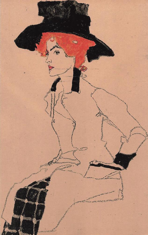 Portrait of a Woman with Large Hat (Gertrude Schiele)