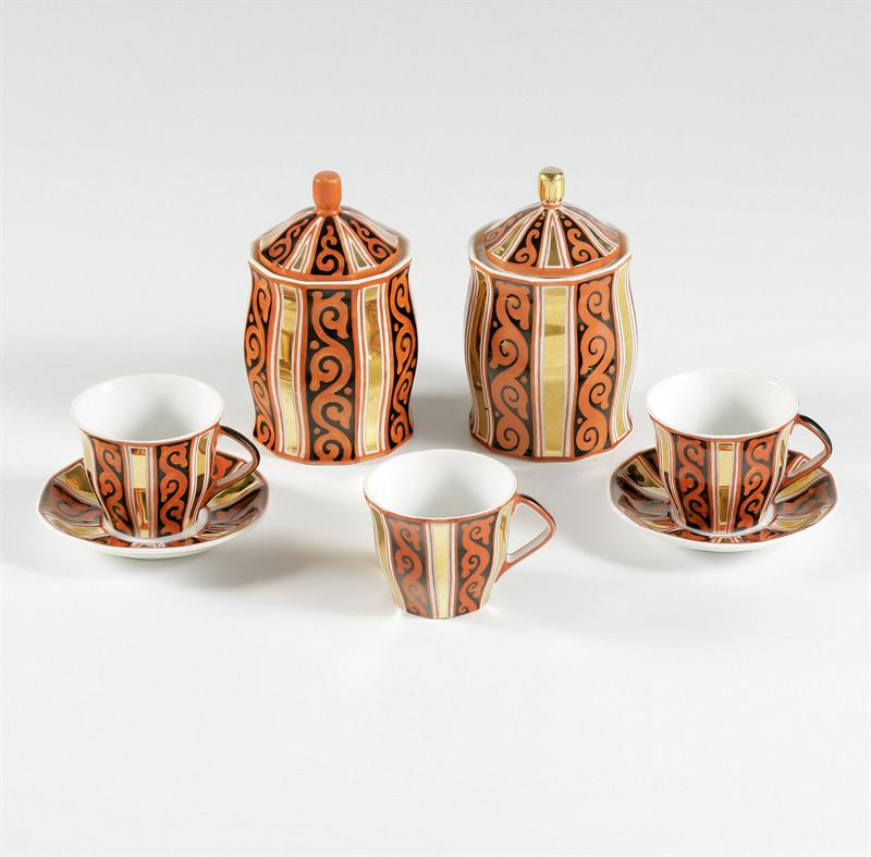Three Coffee Cups and Two Sugar Bowls