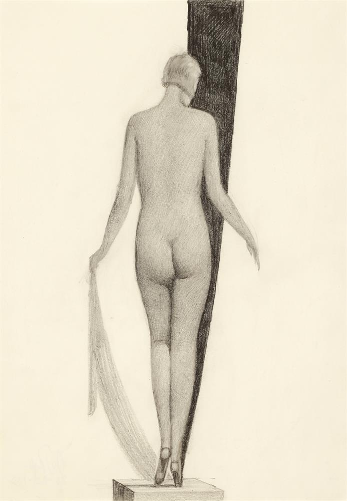 Nude from the Back with Cloth