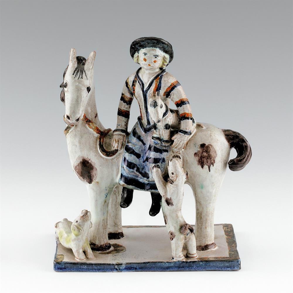 Horse with Rider and Dogs